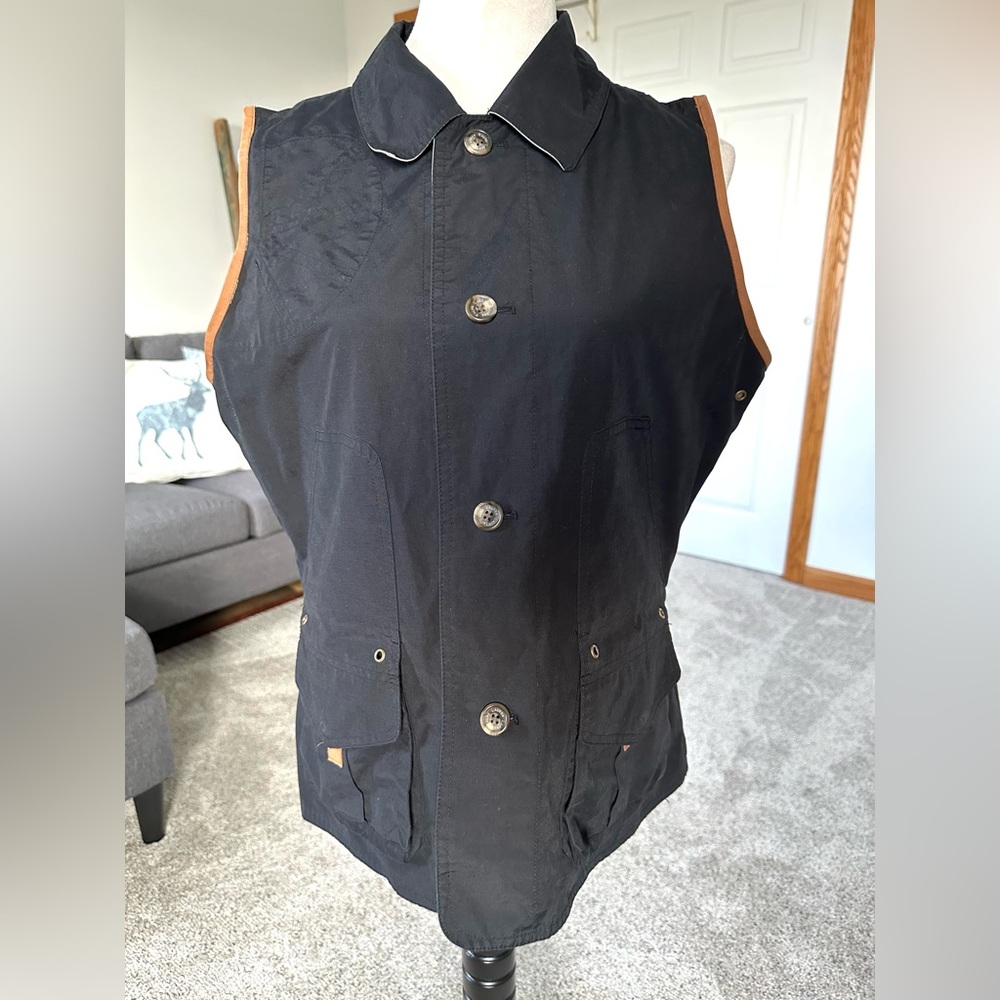 Lauren Ralph Lauren Reversible Utility Vest Women’s Size Medium Black Beige Tan